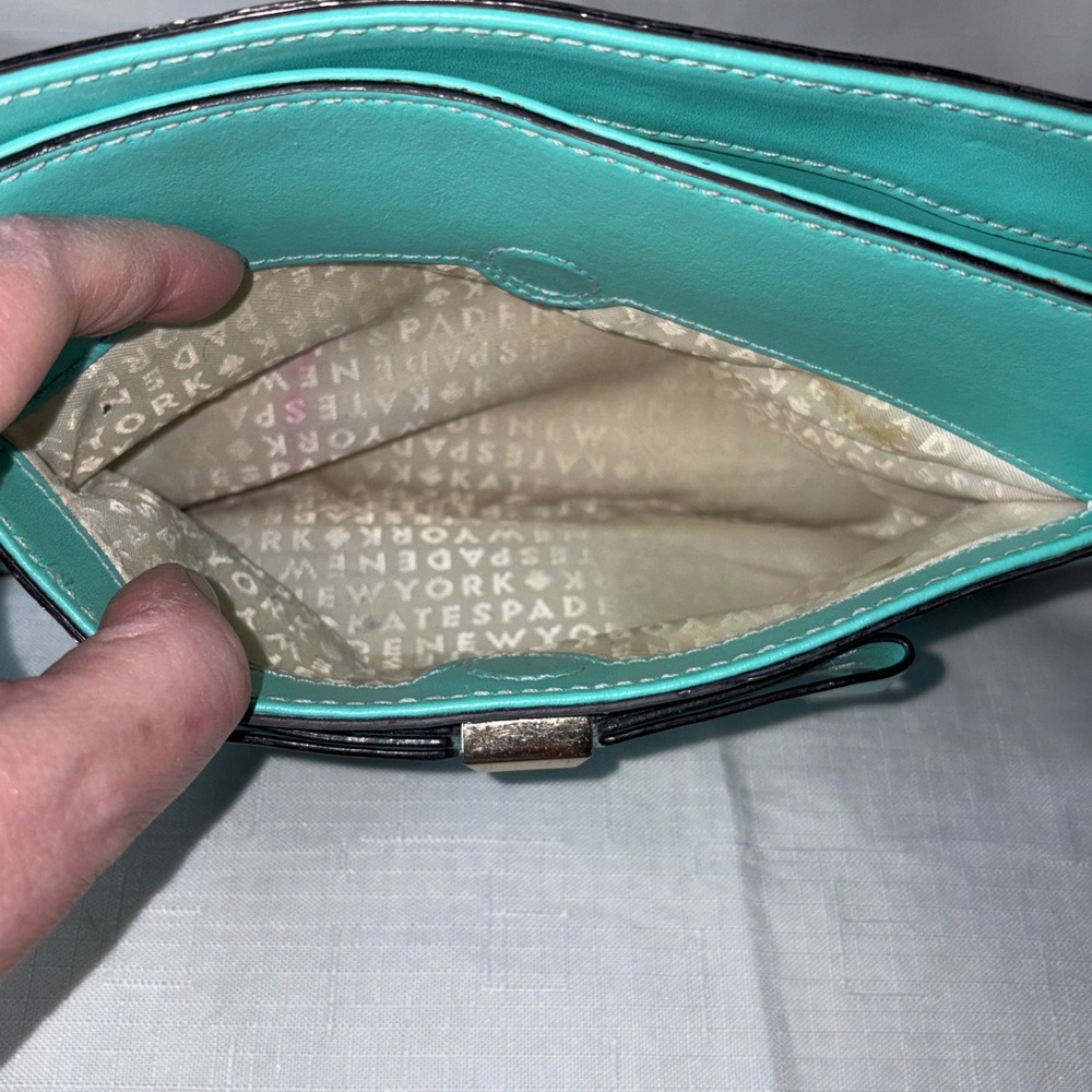 Kate Spade Vintage Leather Turquoise Bow Crossbody GUC - Picture 7 of 7